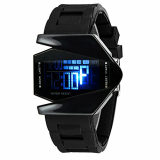 SYNOKE SN-80001 Men’s/Boy’s Black Futuristic Air-Planed Shaped Waterproof Digital Watch
