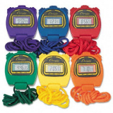 Champion Sport 910SET Water-Resistant Stopwatches, 1/100 Second, Assorted Colors, 6/Set